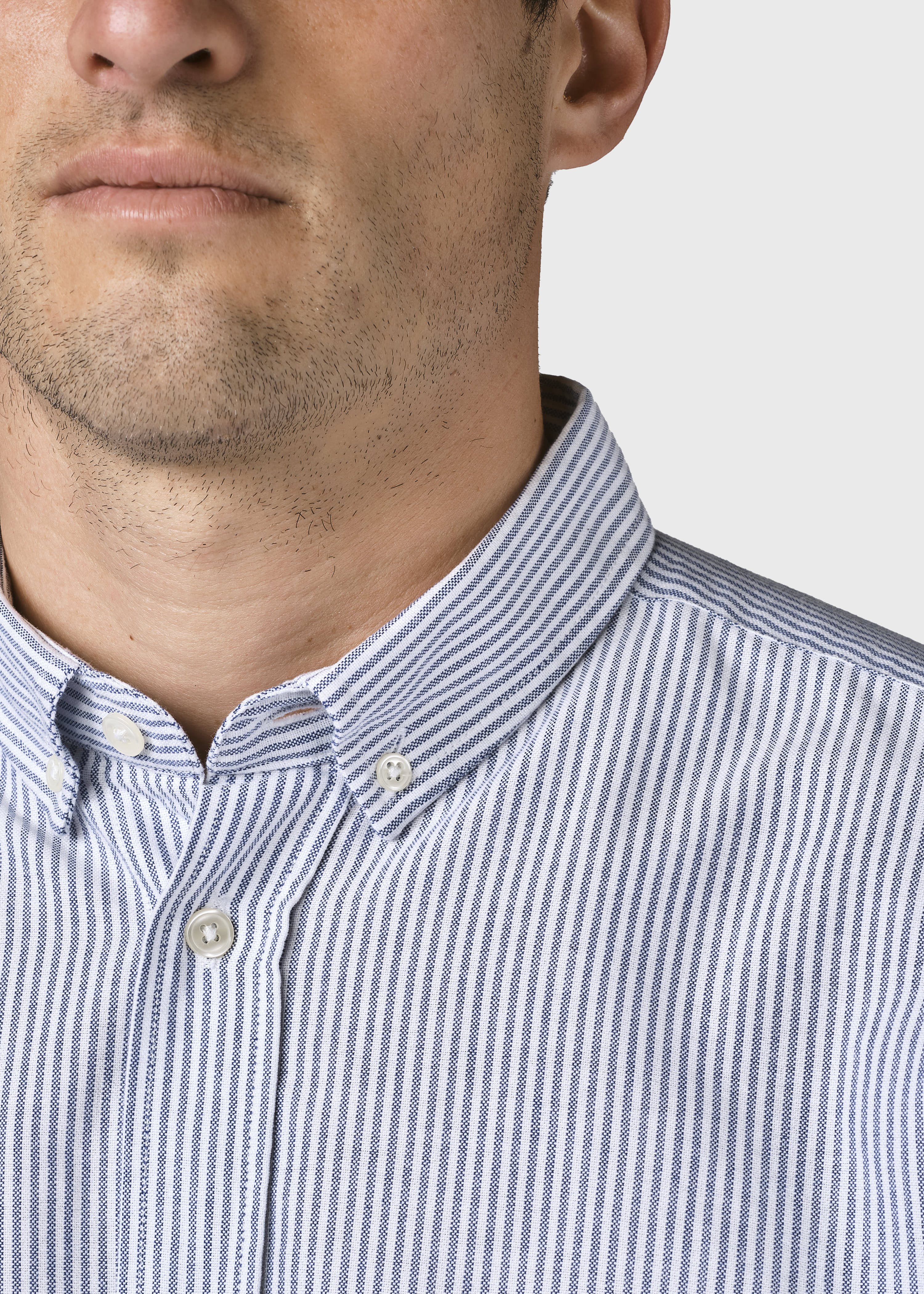 Benjamin Striped Shirt - White/navy