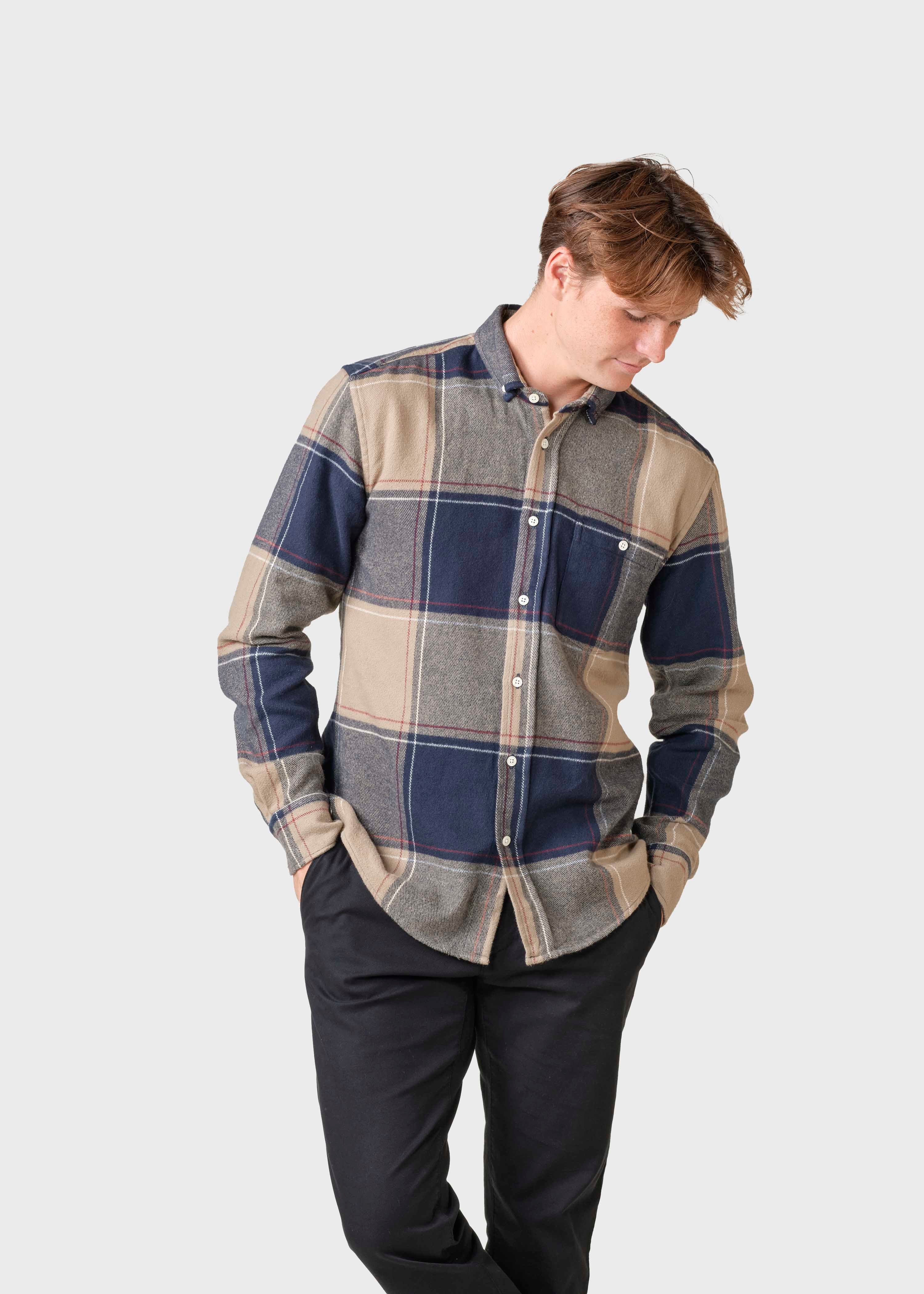 Claus Shirt - Sand/navy/red