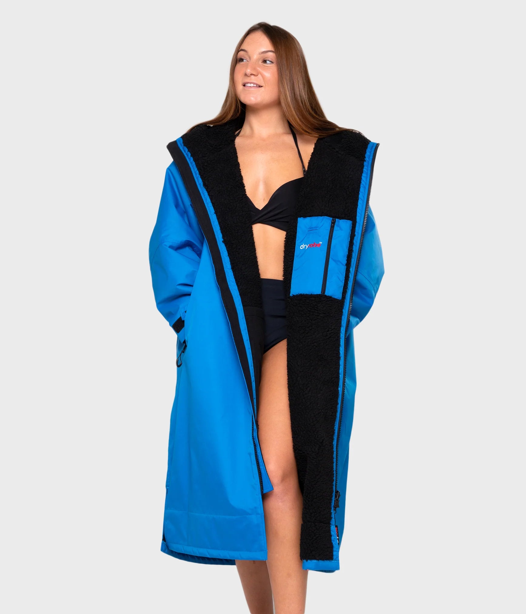 Dryrobe advance långärmad poncho | vuxna | svart koboltblå svart - återvunnen