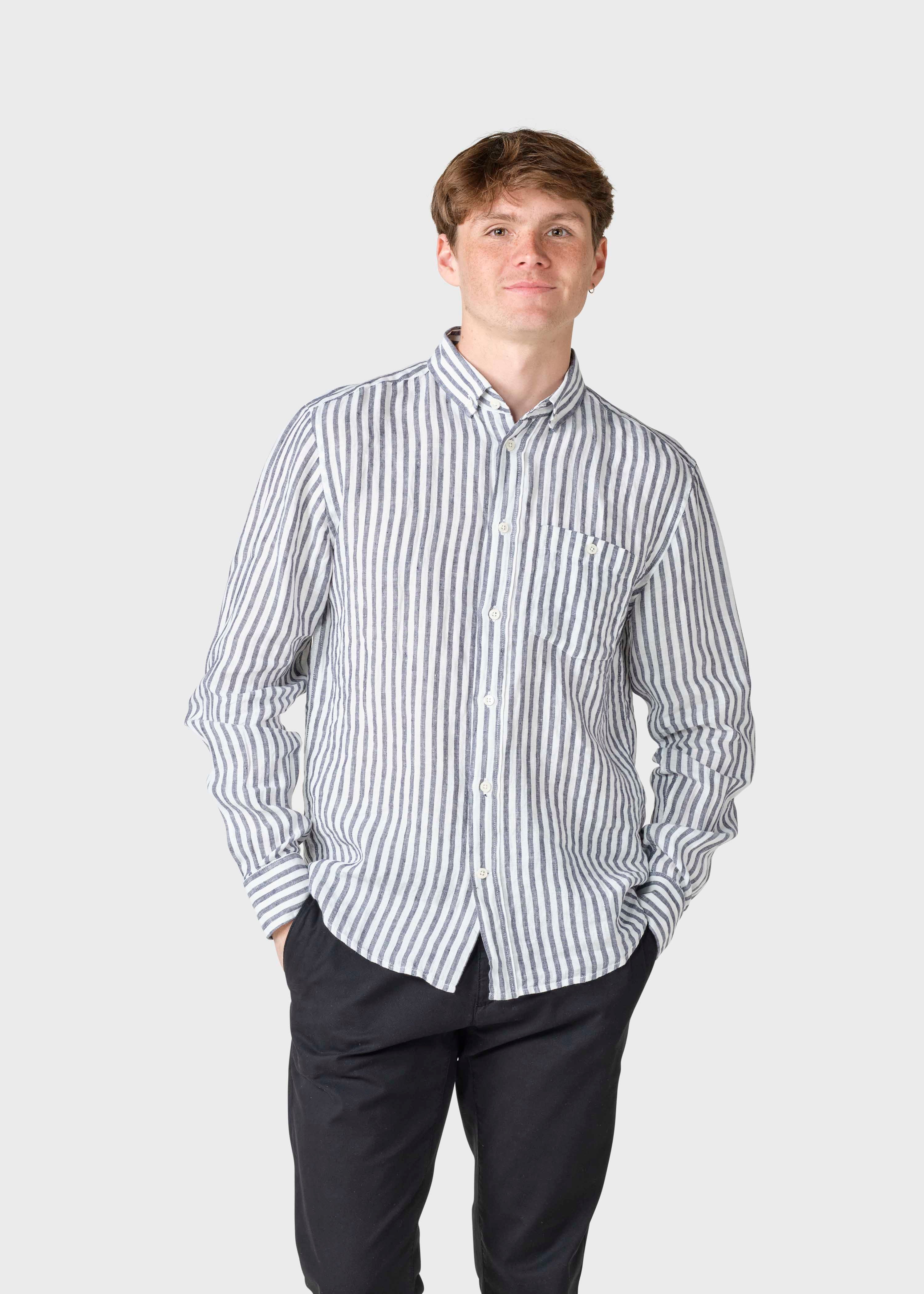 Dennis Striped Shirt - Cream/navy