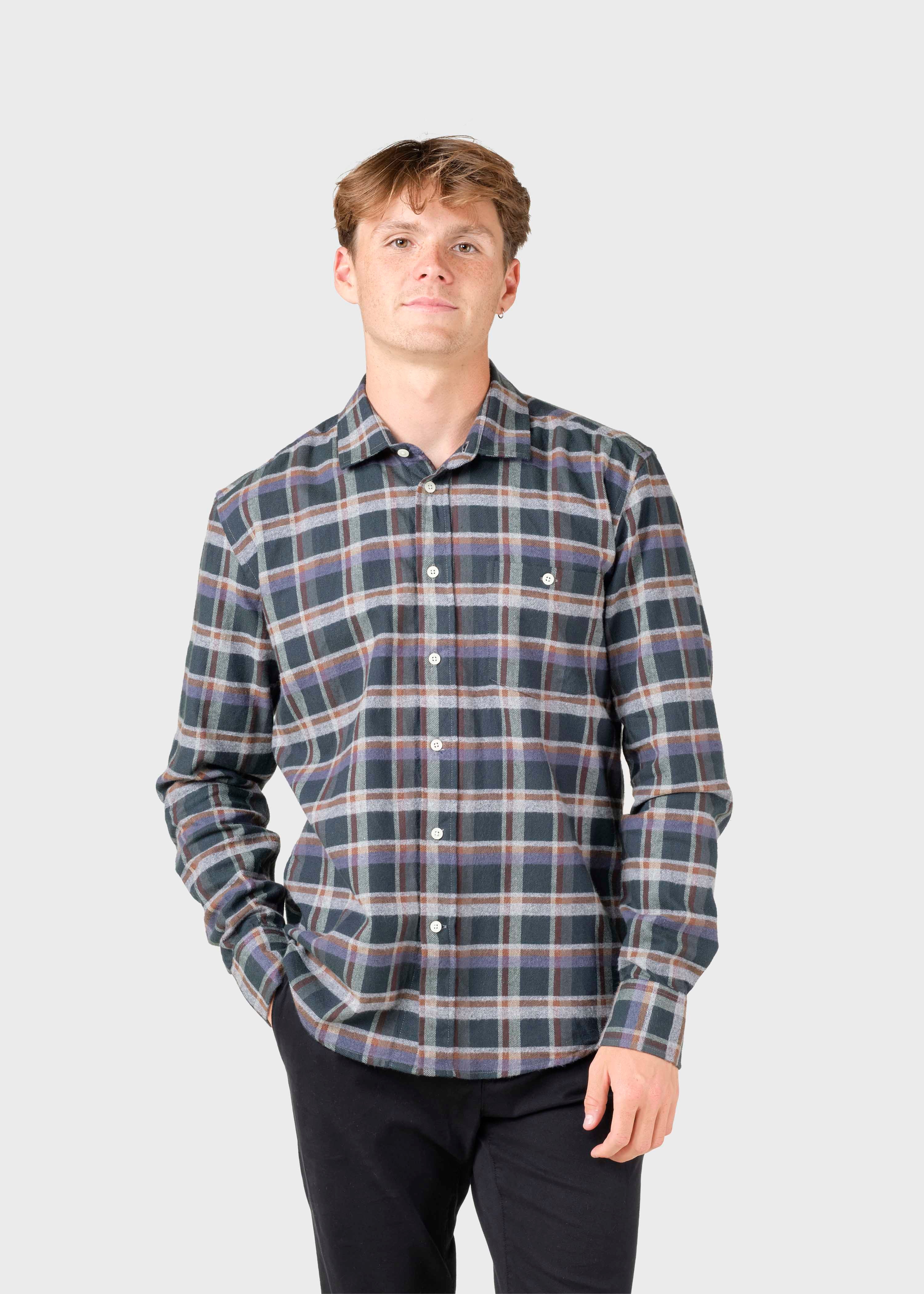 Eddie Shirt - Moss Green/grey/navy