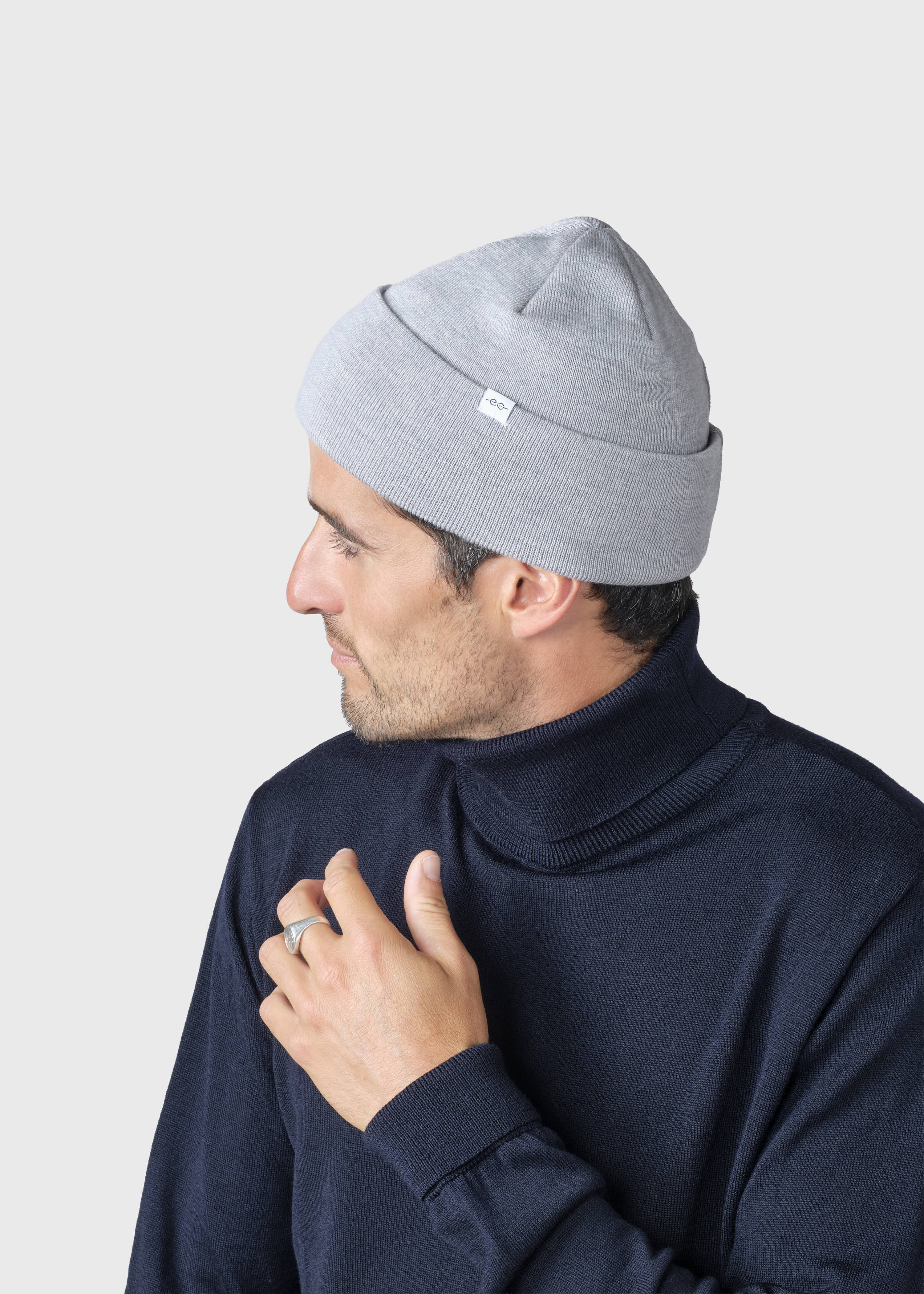 Fine Rib Beanie - Light Grey