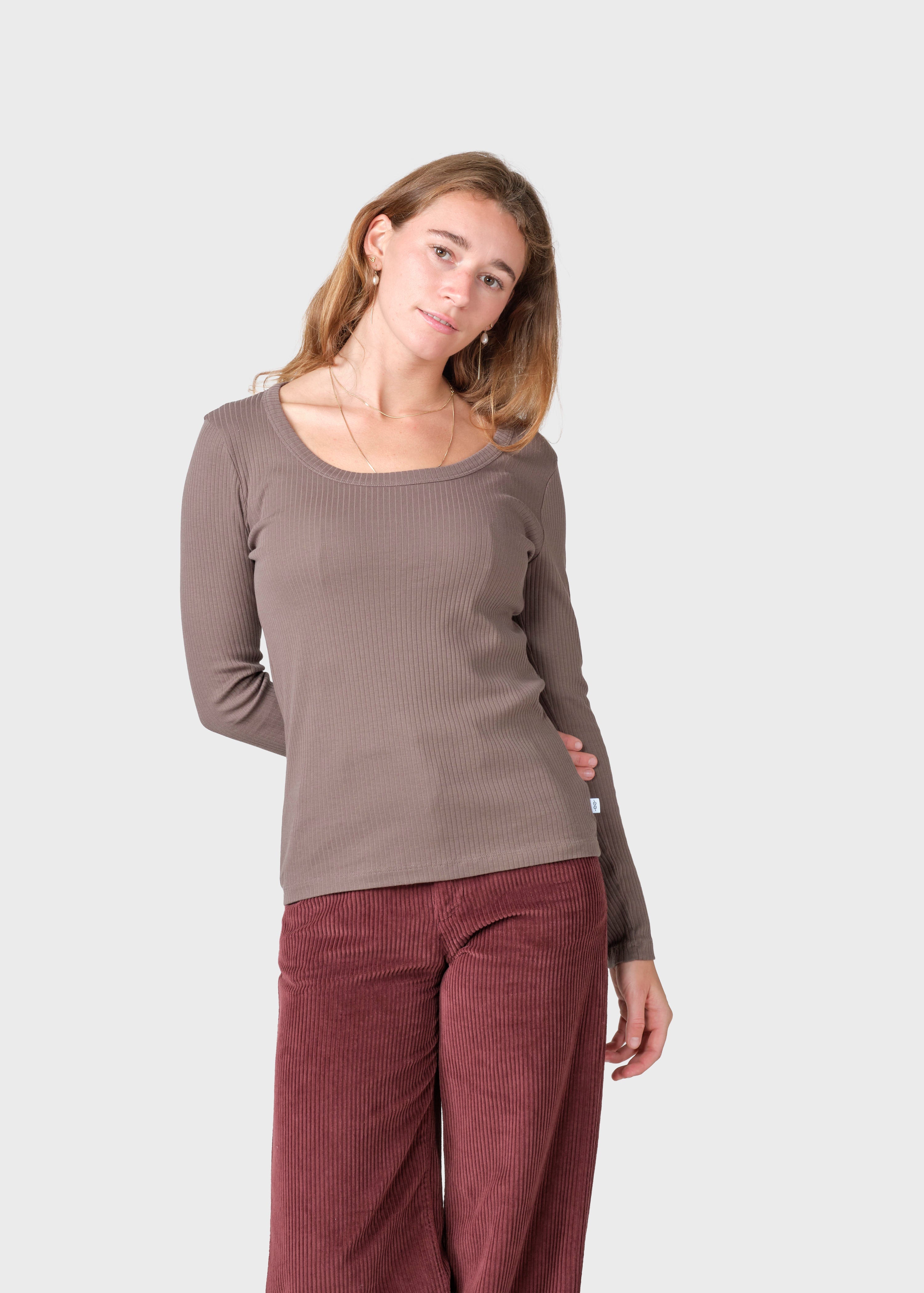 L/s Rib Tee - Taupe