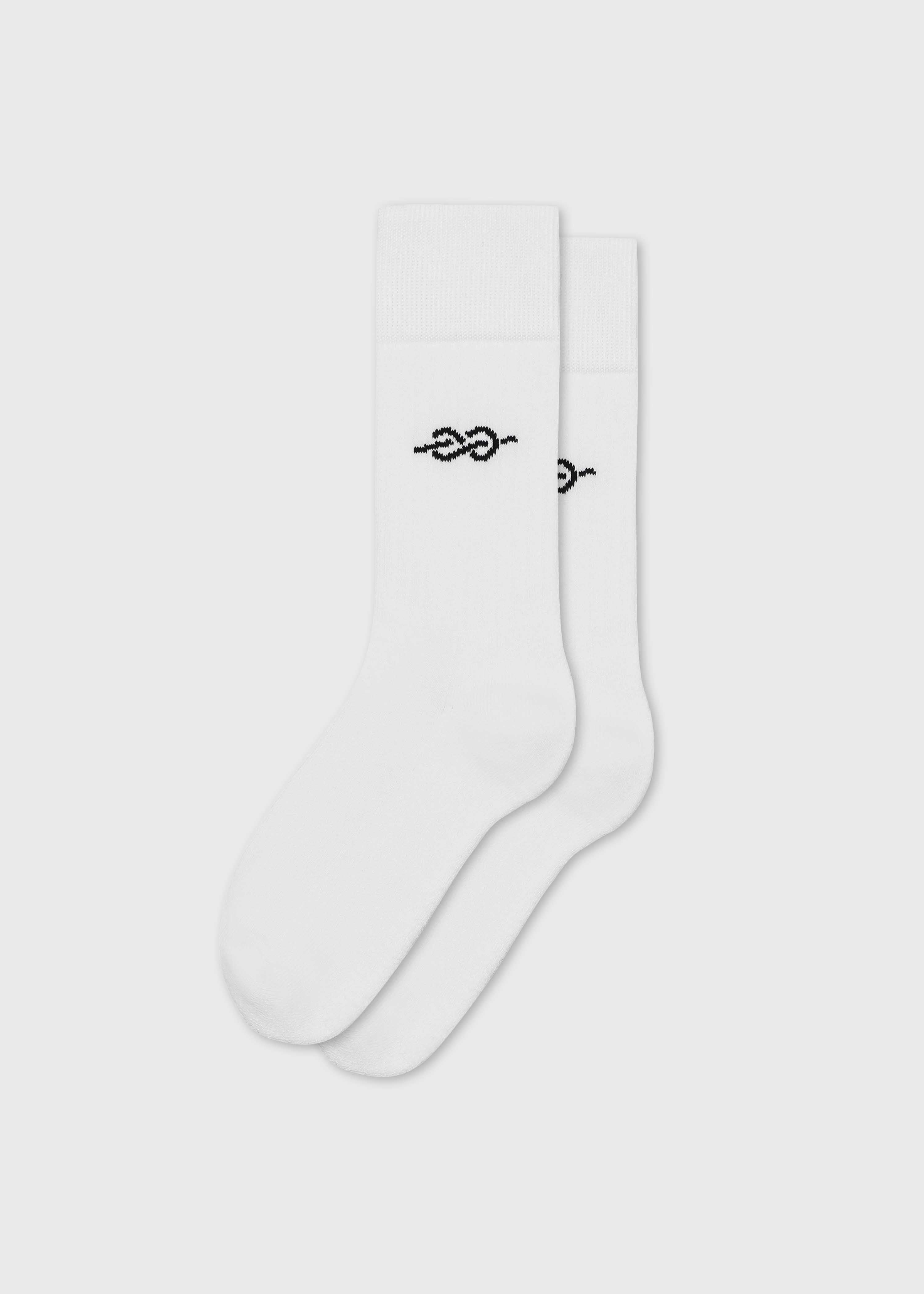 Logo Cotton Sock - White/navy