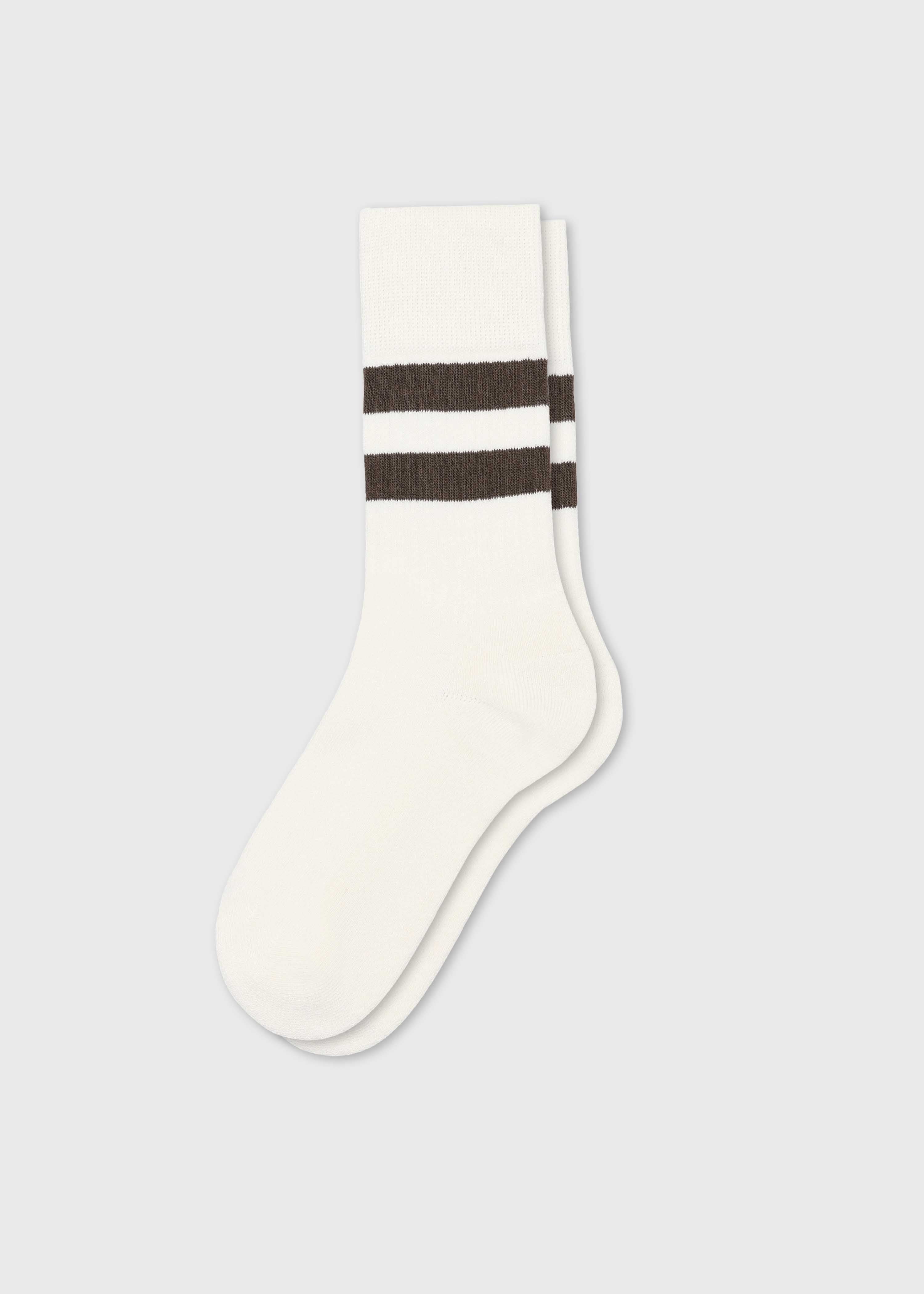 Retro Cotton Sock - Cream/taupe