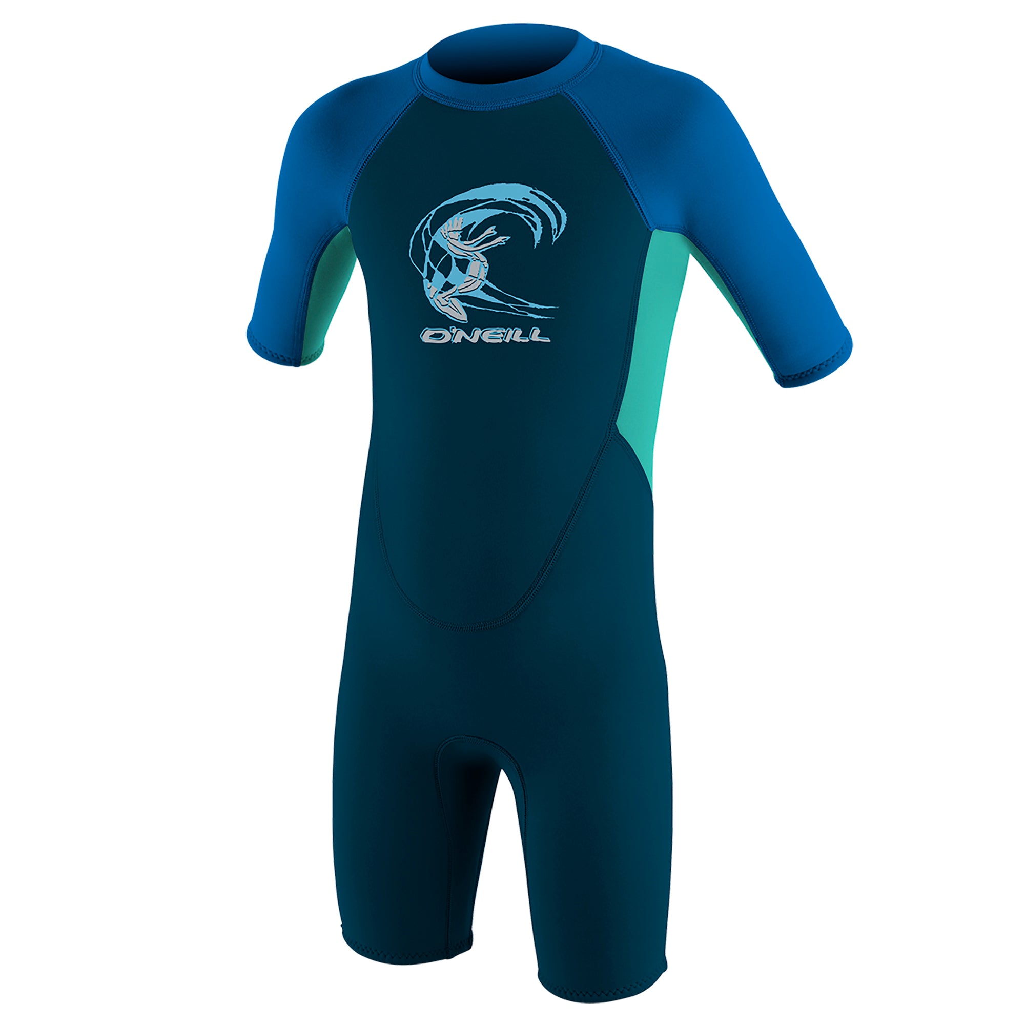 Toddler Reactor-2 2mm Back Zip S/S Spring - Pojkar - skiffer/lightaqua/ocean