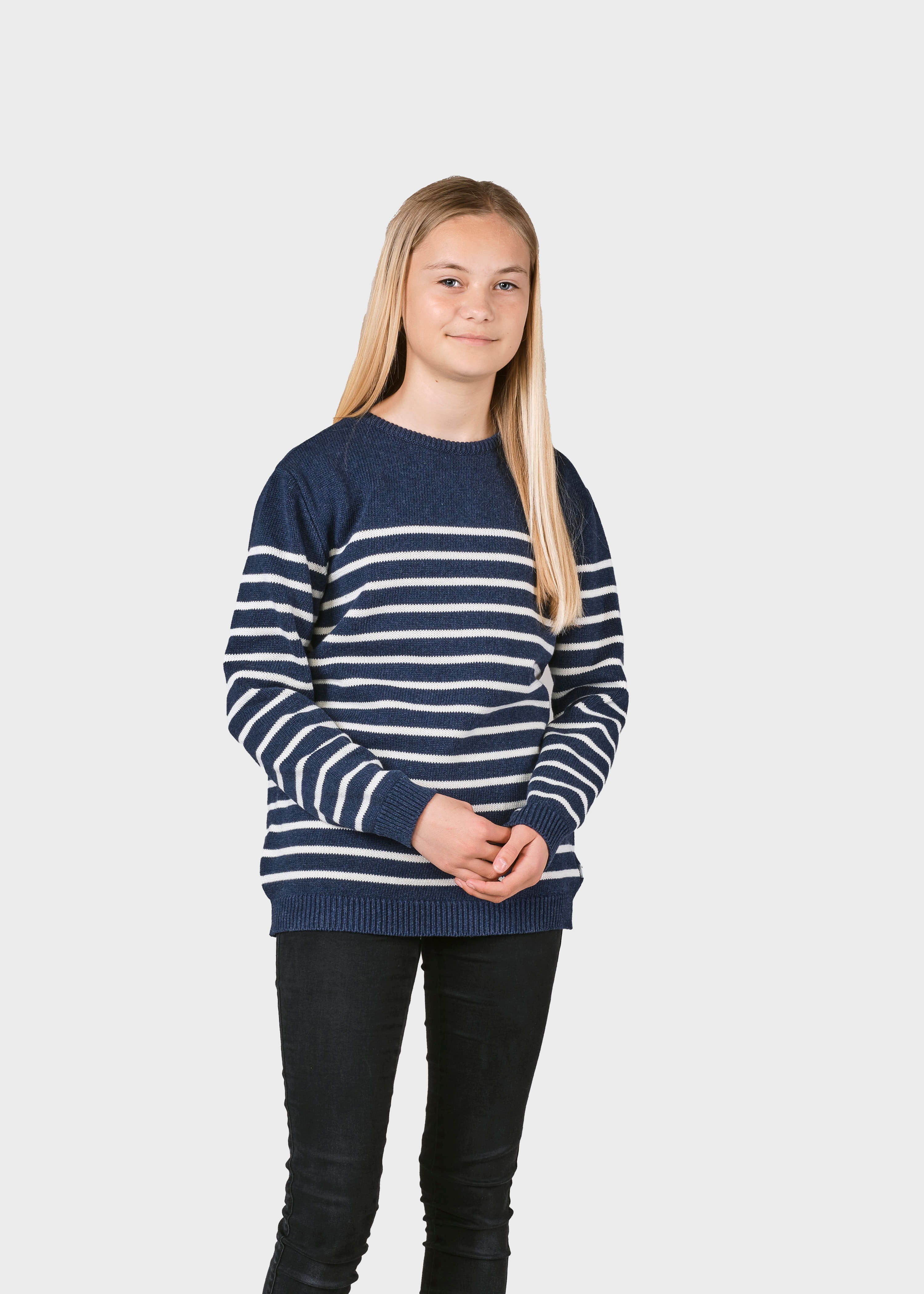 Kids Stripe Cotton Knit - Ocean/cream