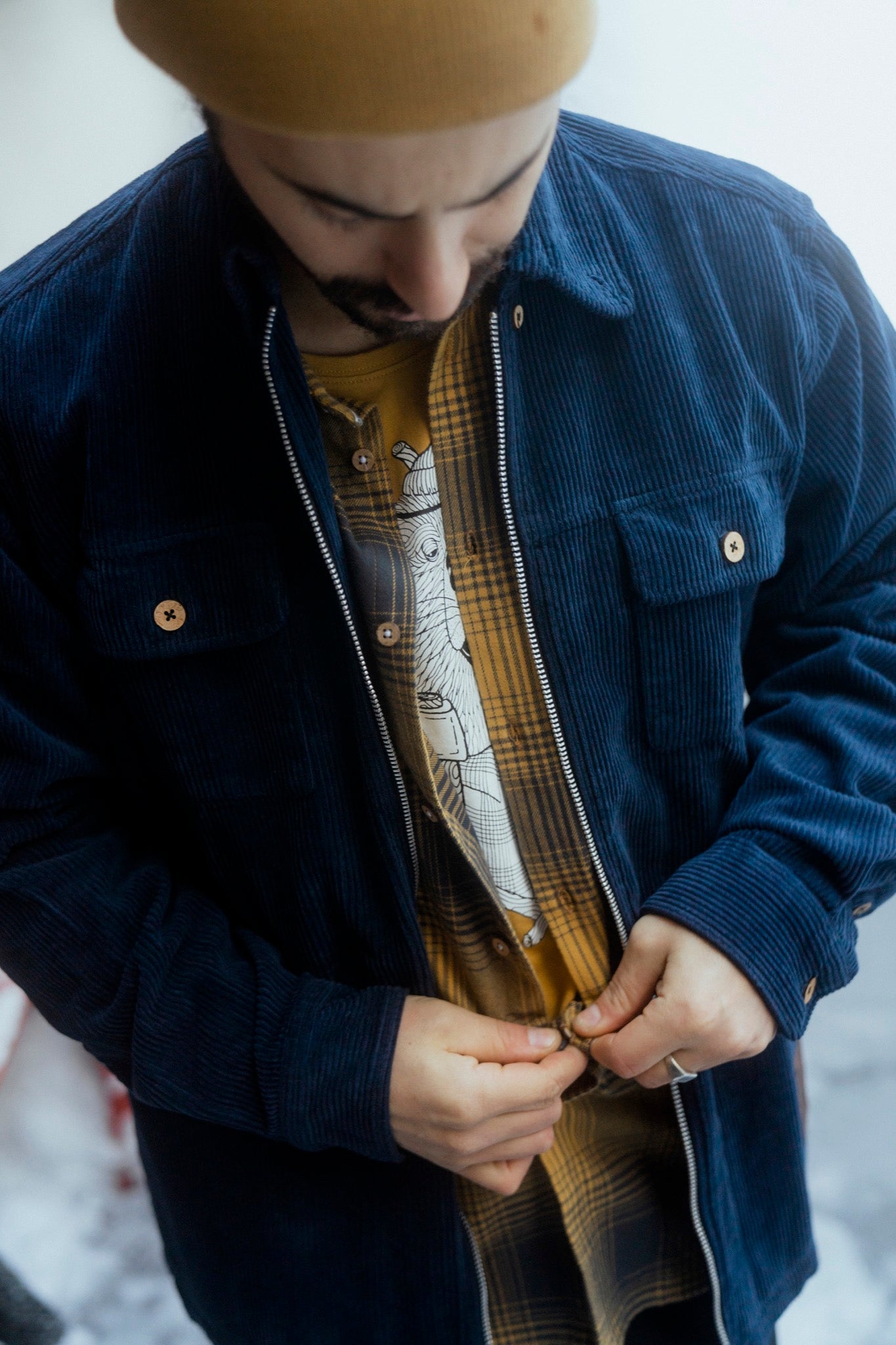 Inca Unna skjorta (senap/blå) 