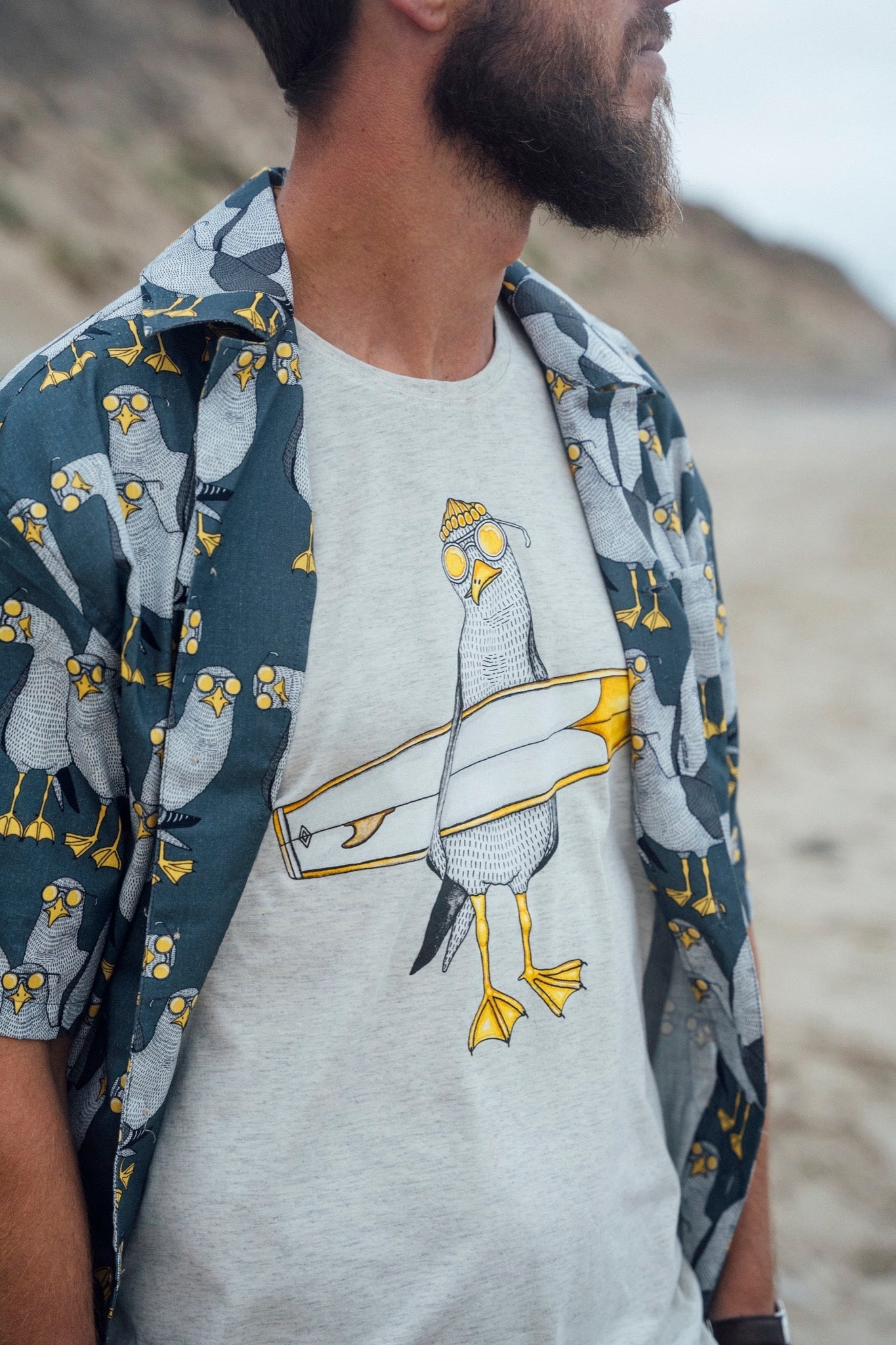 Surfing Seagull T-shirt (havremelerad) 