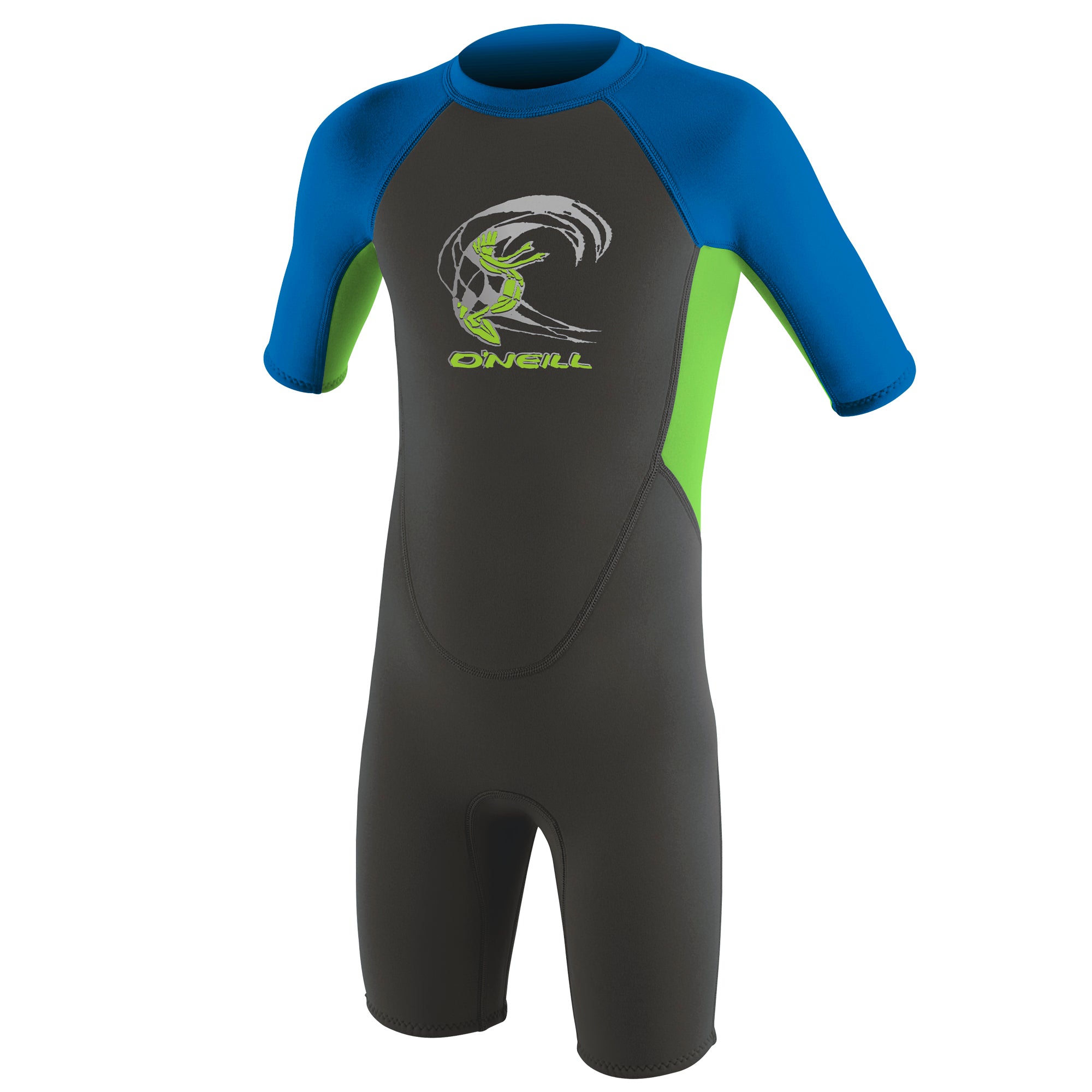 Toddler Reactor-2 2mm Back Zip S/S Spring - Pojkar - grafit/dayglow/ocean