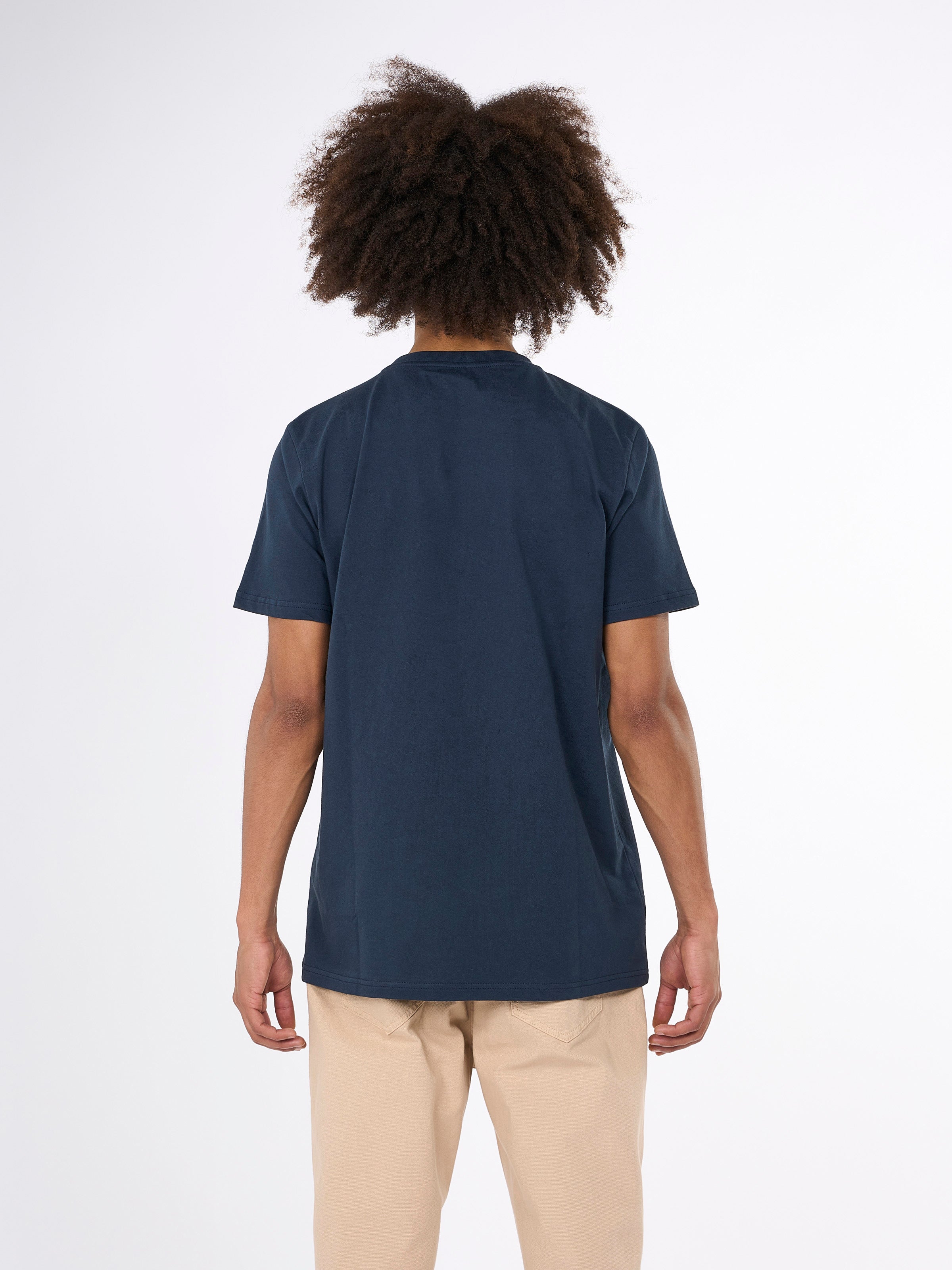 KnowledgeCotton Apparel - Vanlig t-shirt med val framtill - GOTS/Vegan - Total Eclipse