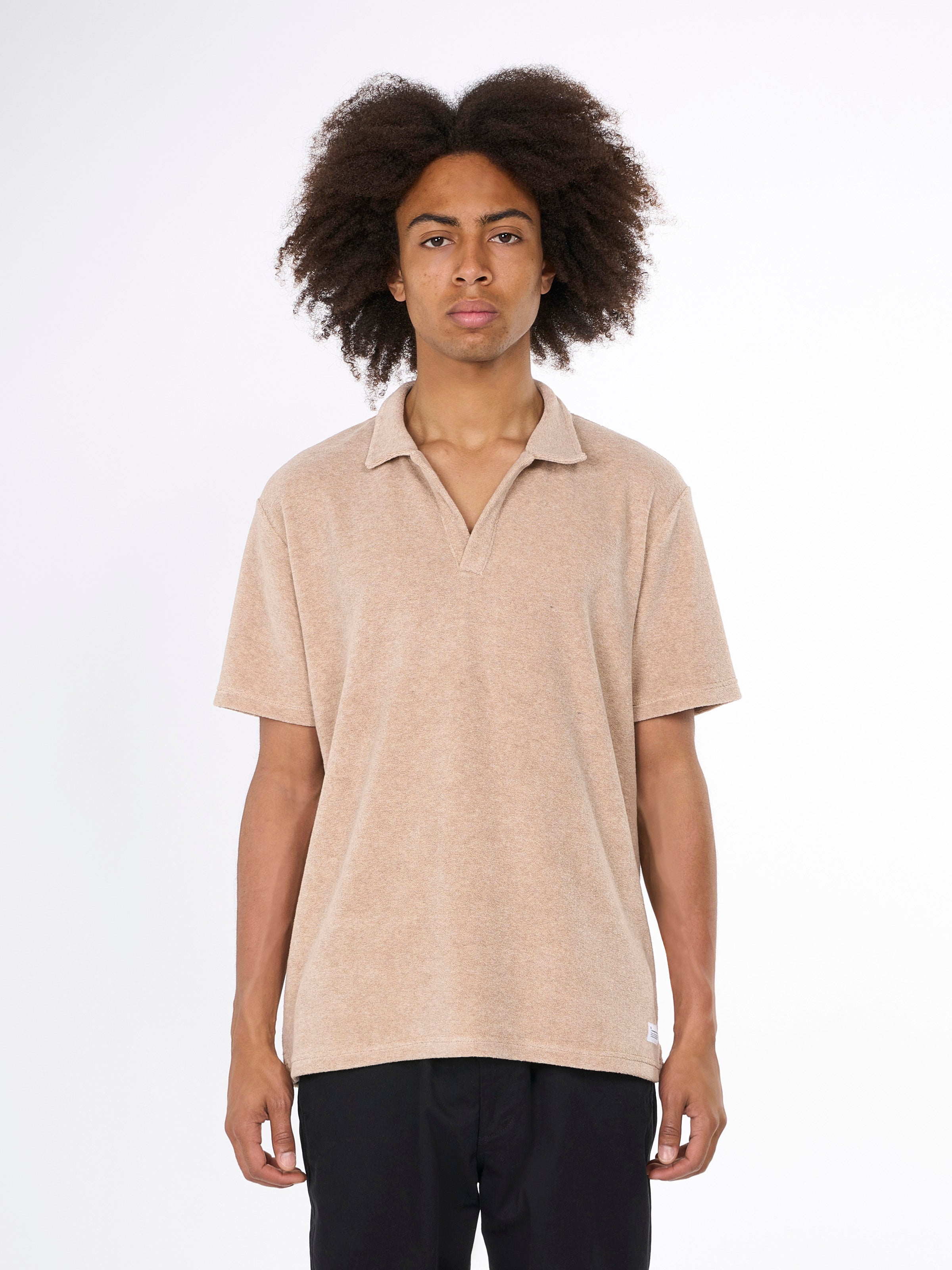 KnowledgeCotton Apparel - Terry polo - GOTS/Vegan - Safari