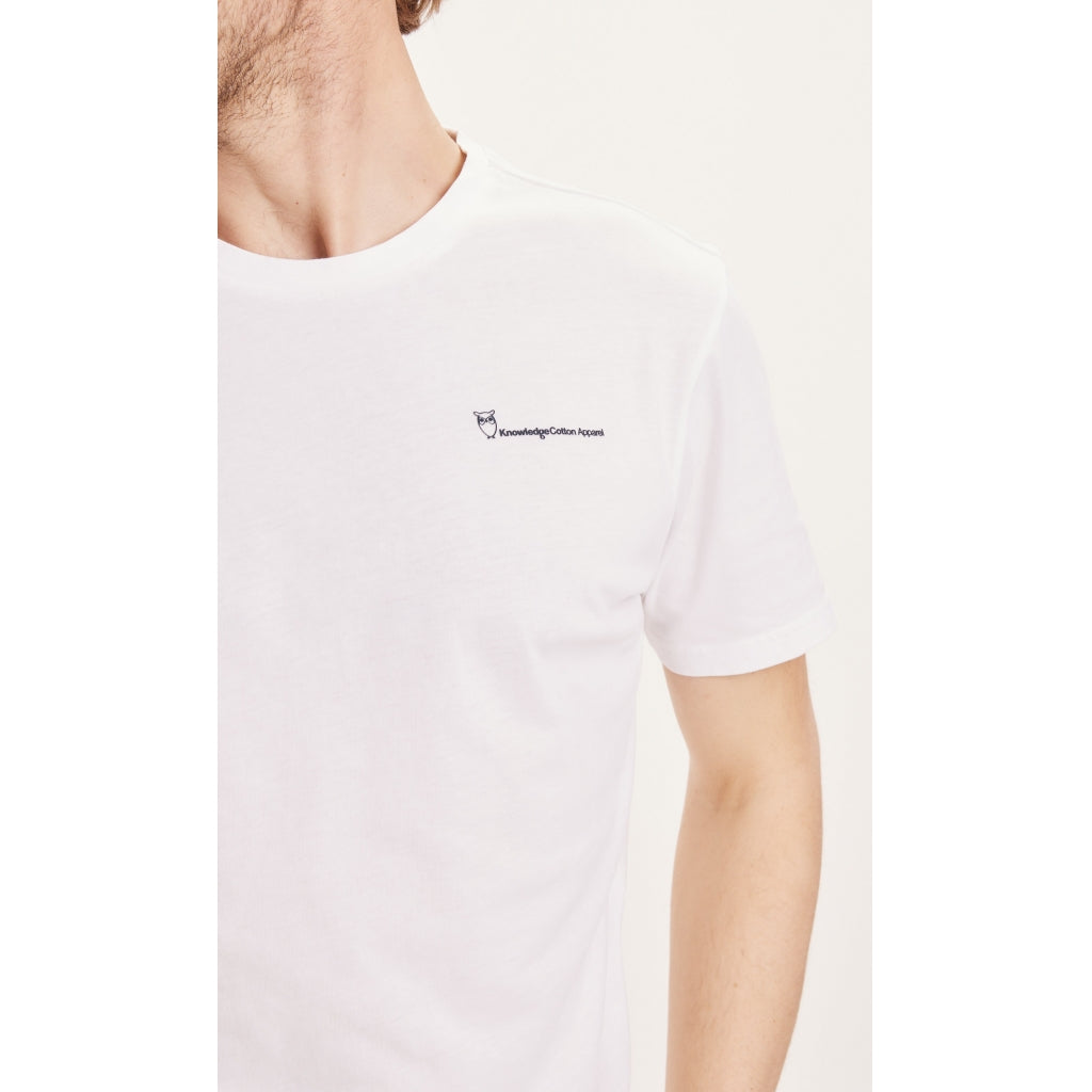 KnowledgeCotton Apparel Alder The Green Wave T-shirt - GOTS/Vegan - Bright White