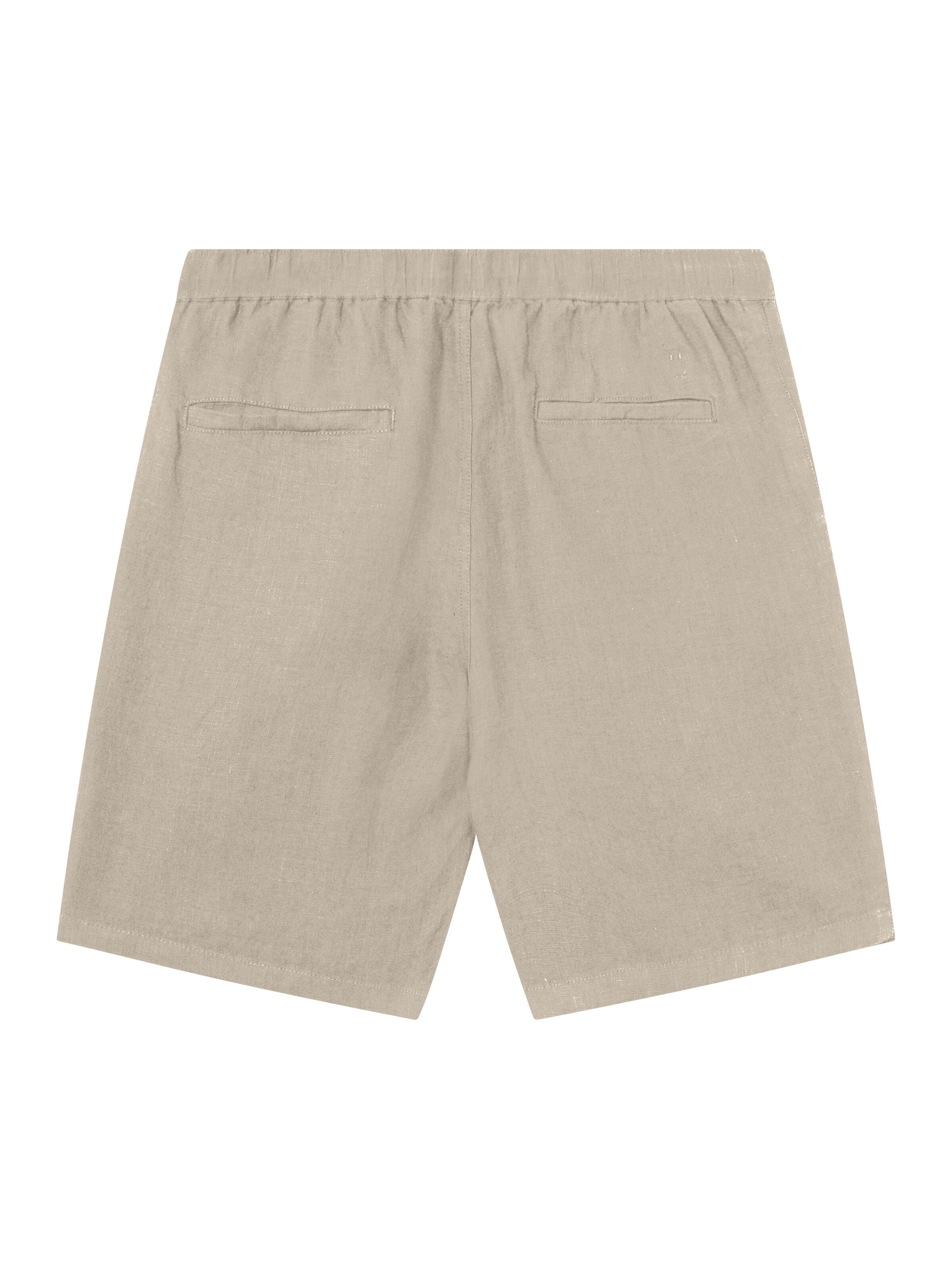 KnowledgeCotton Apparel - Lösa linneshorts - GOTS/Vegan - Ljus fjädergrå