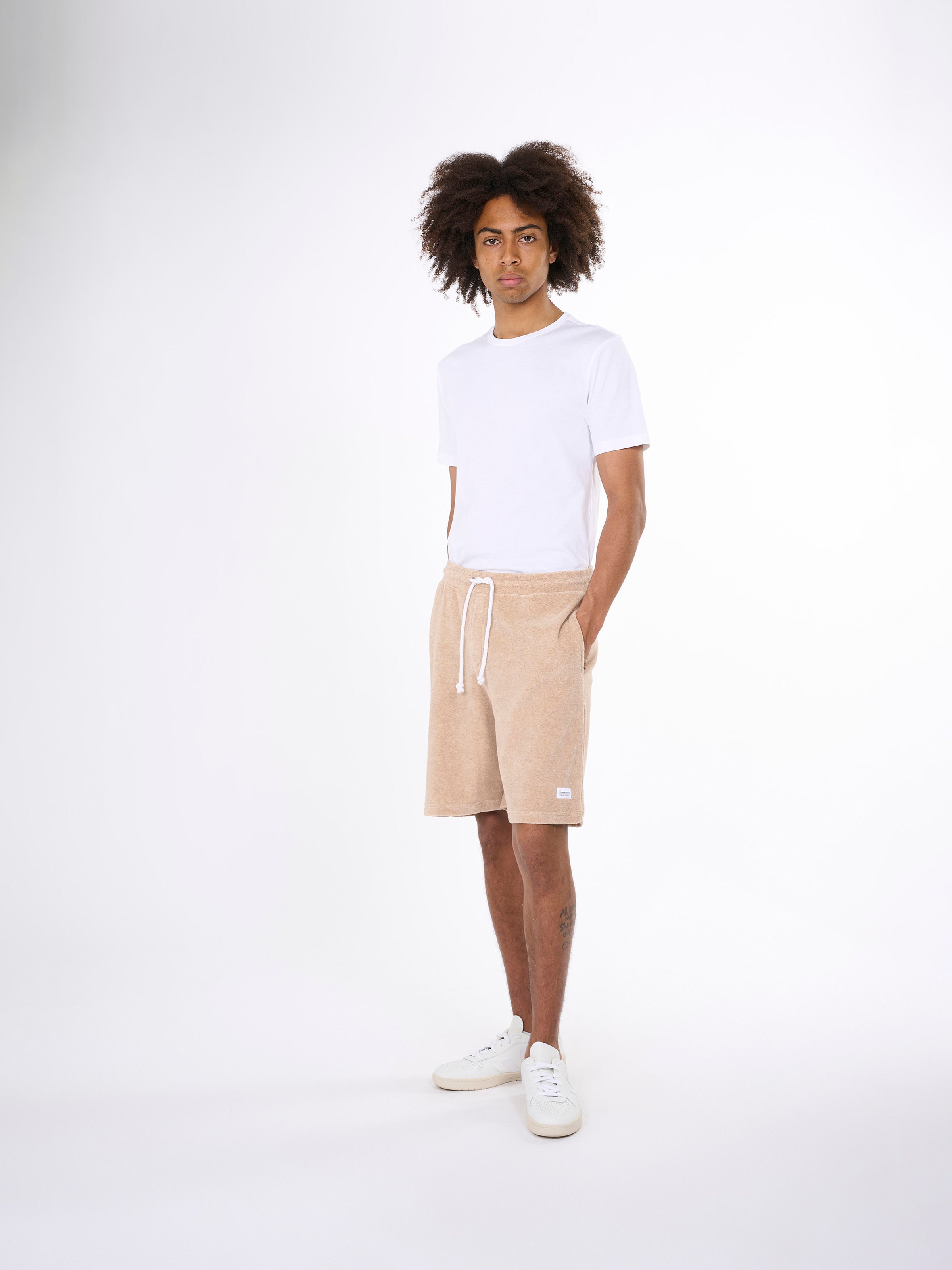 KnowledgeCotton Apparel - Casual frottéshorts - GOTS/Vegan - Safari