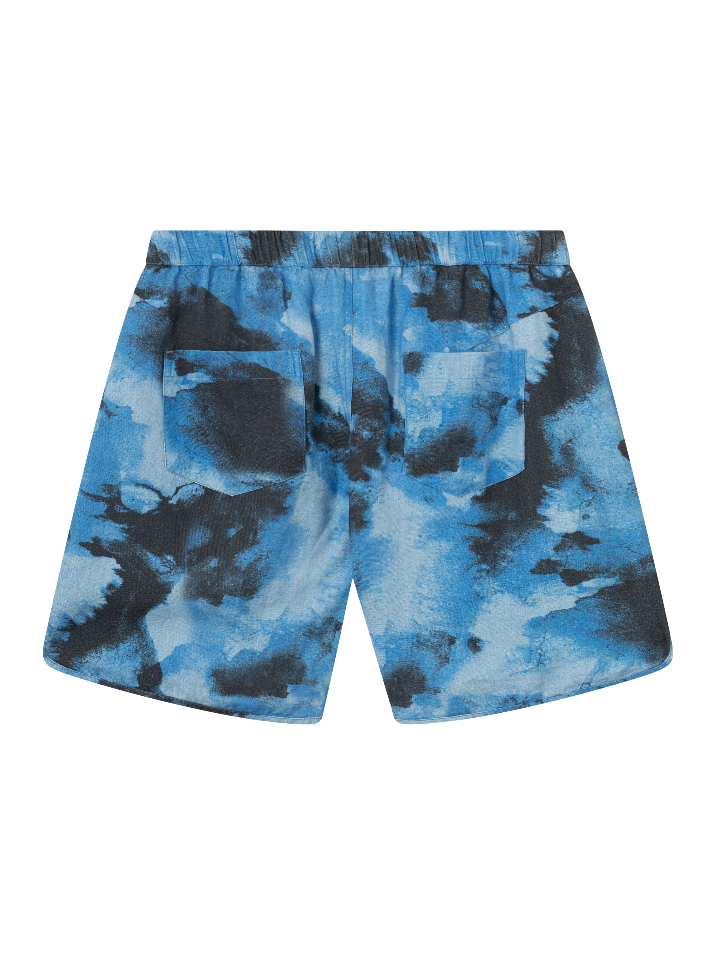 KnowledgeCotton Apparel - AOP-shorts i lösa linne - GOTS/Vegan