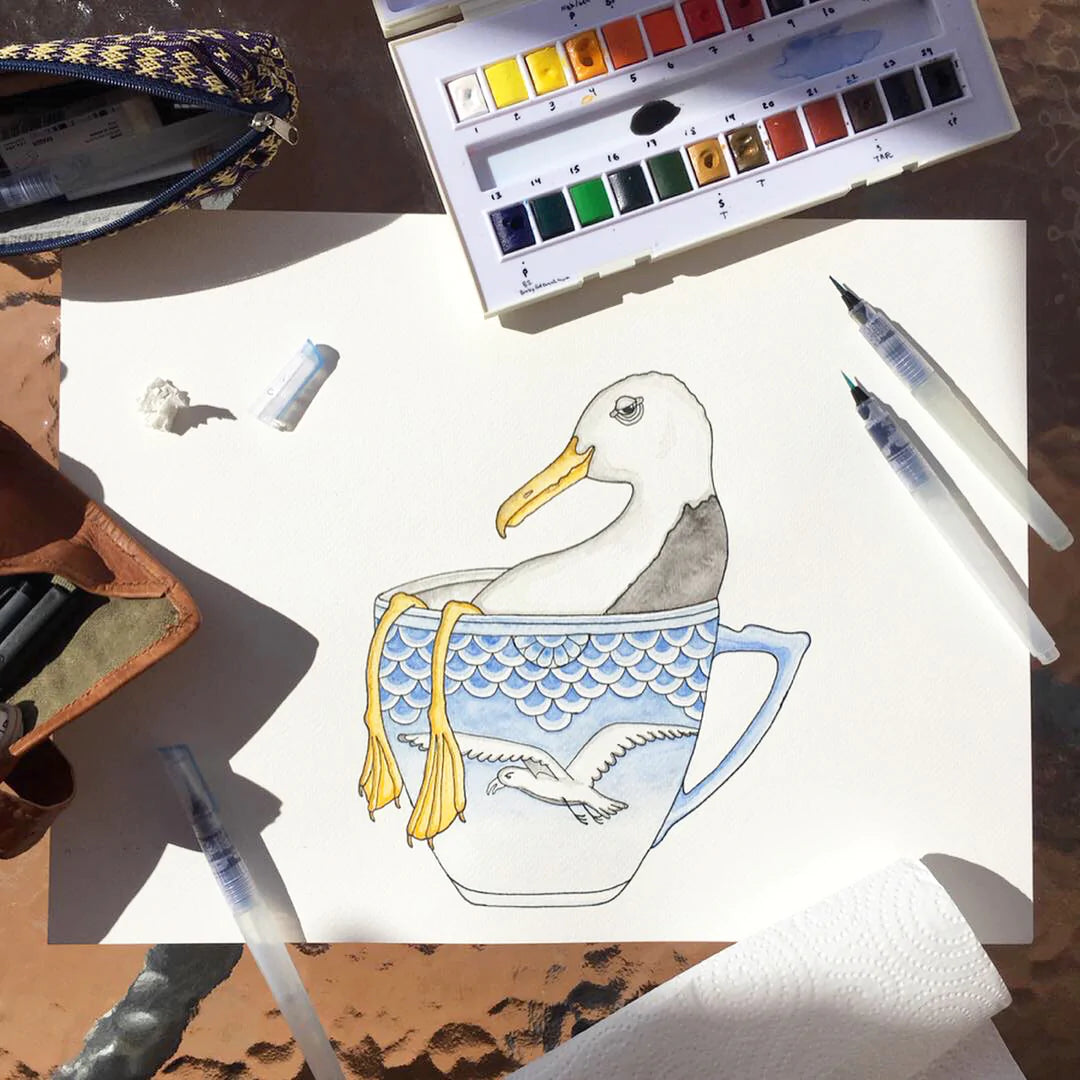 Lakor - mås i en kopp affisch 