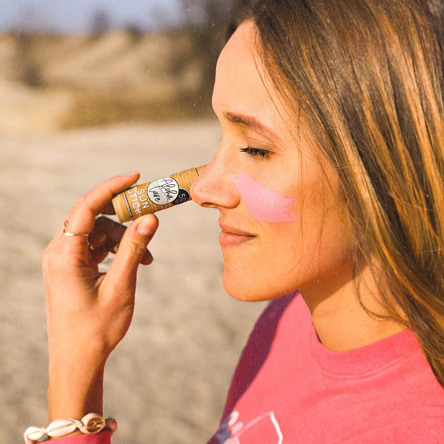 Aloha Solstift SPF 50+ | Mineral Solskydd för Ansiktet | Brun Färg