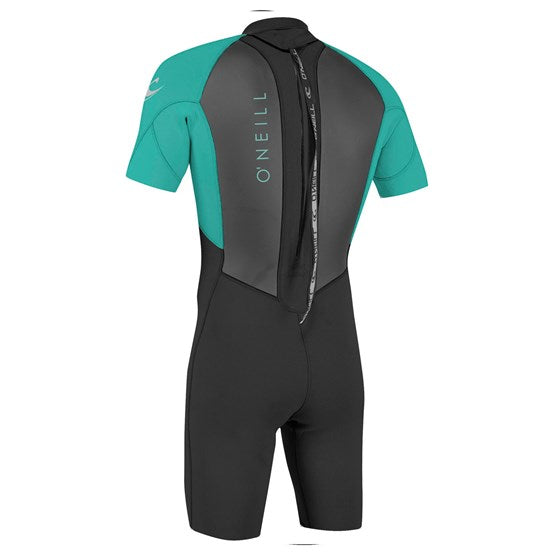 O'Neill Youth Reactor II 2mm Back Zip S/S Spring - Svart / ljus aqua 