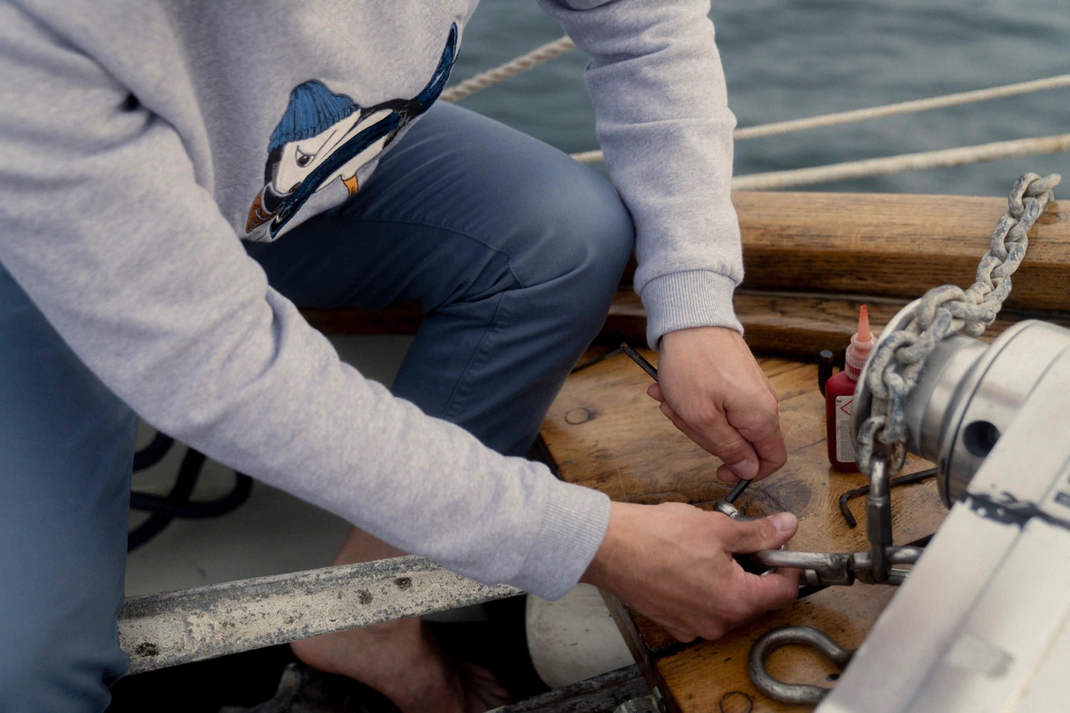 Lakor - surf's up sweat - ljusgrå melange