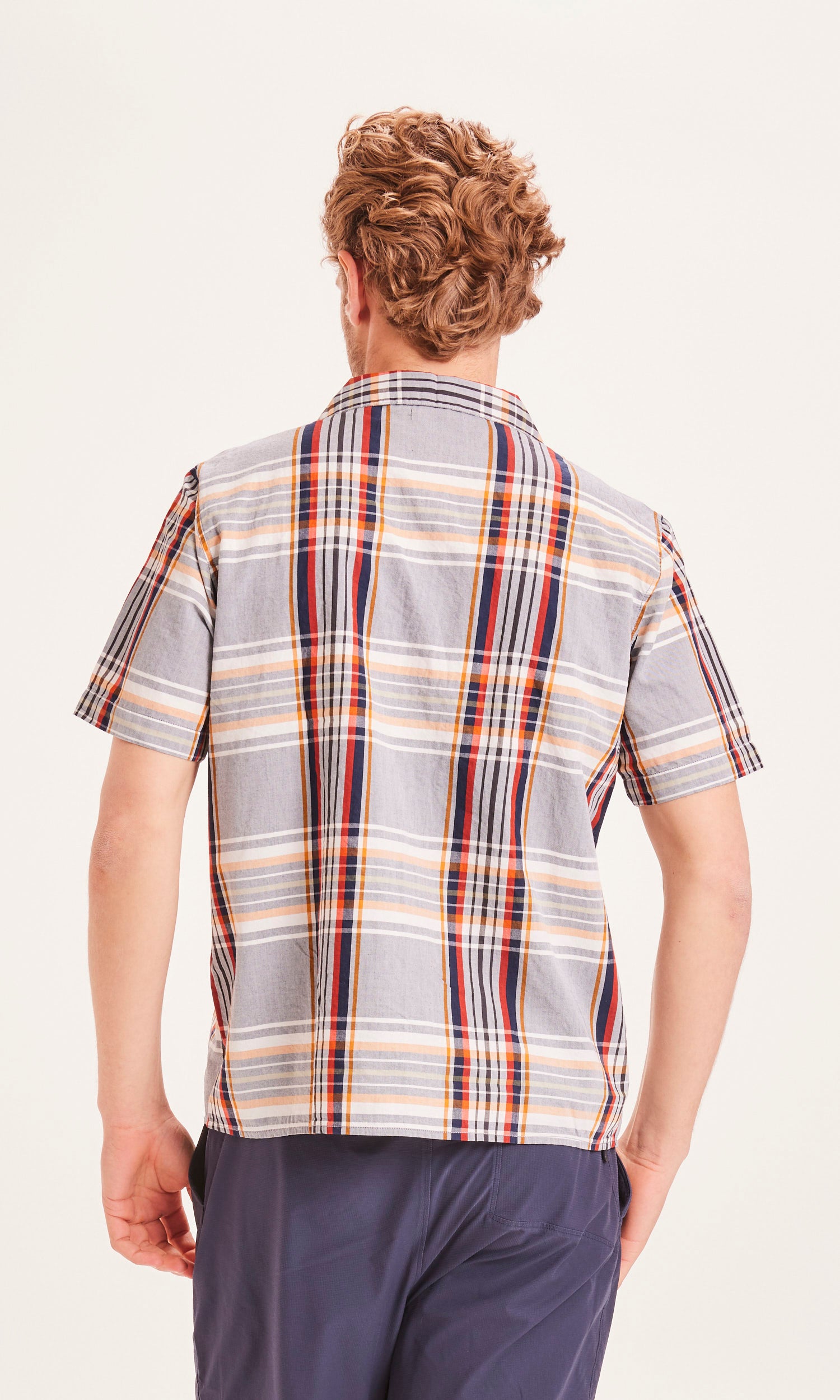 KnowledgeCotton Apparel WAVE SS big checked box fit shirt - GOTS/Vegan - Total Eclipse