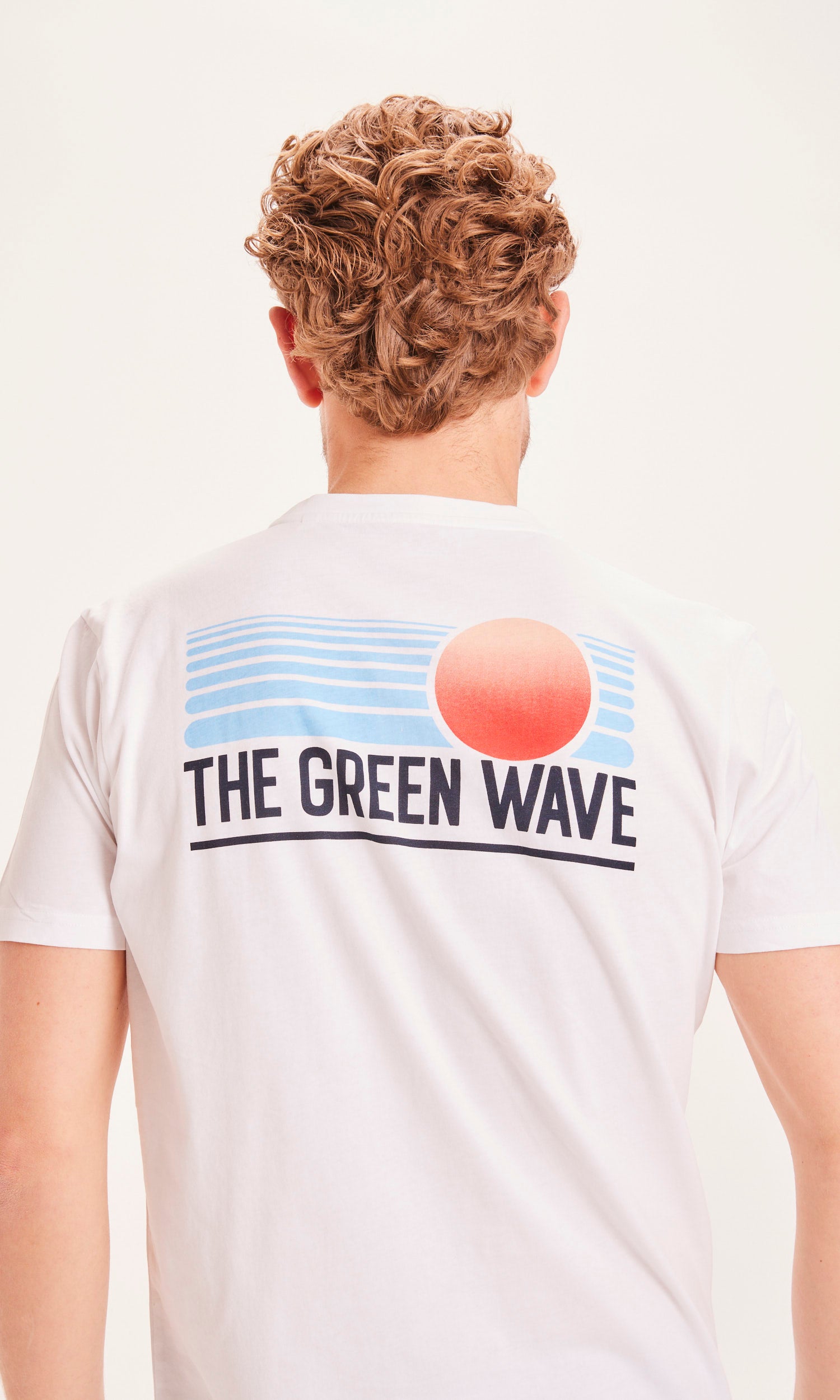 KnowledgeCotton Apparel - ALDER The Green Wave sunset tee - GOTS/Vegan - Bright White