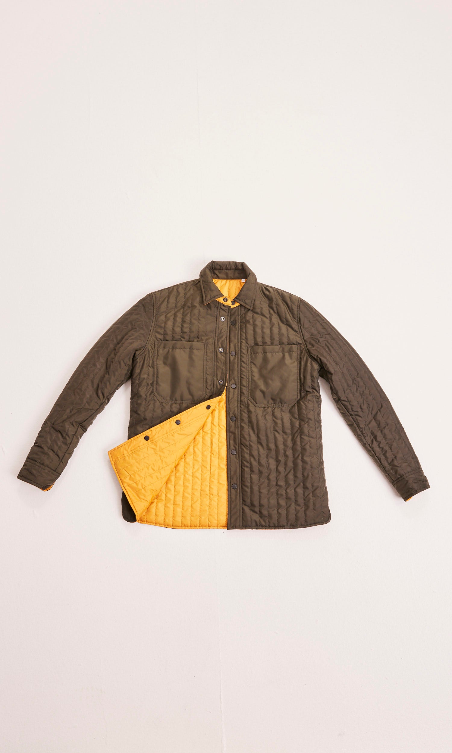 Knowledgecotton Appareal Quilted reversible rib stop overshirt - GRS/Vegan Forrest Night