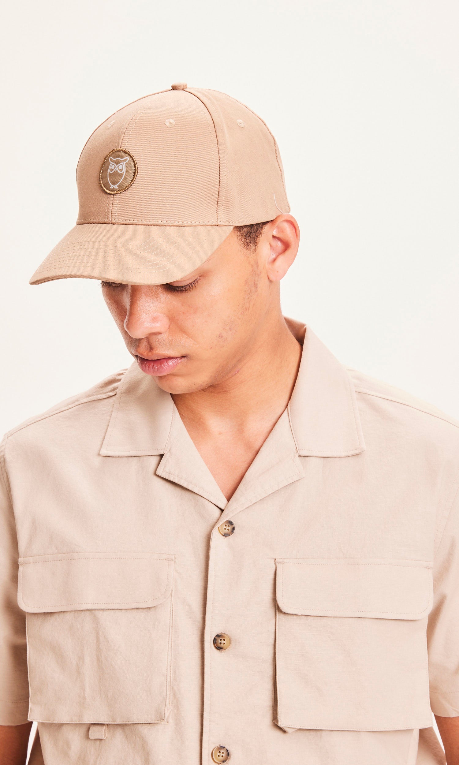 KnowledgeCottonApparel Twill baseballkeps - GOTS/Vegan - Ljus fjädergrå
