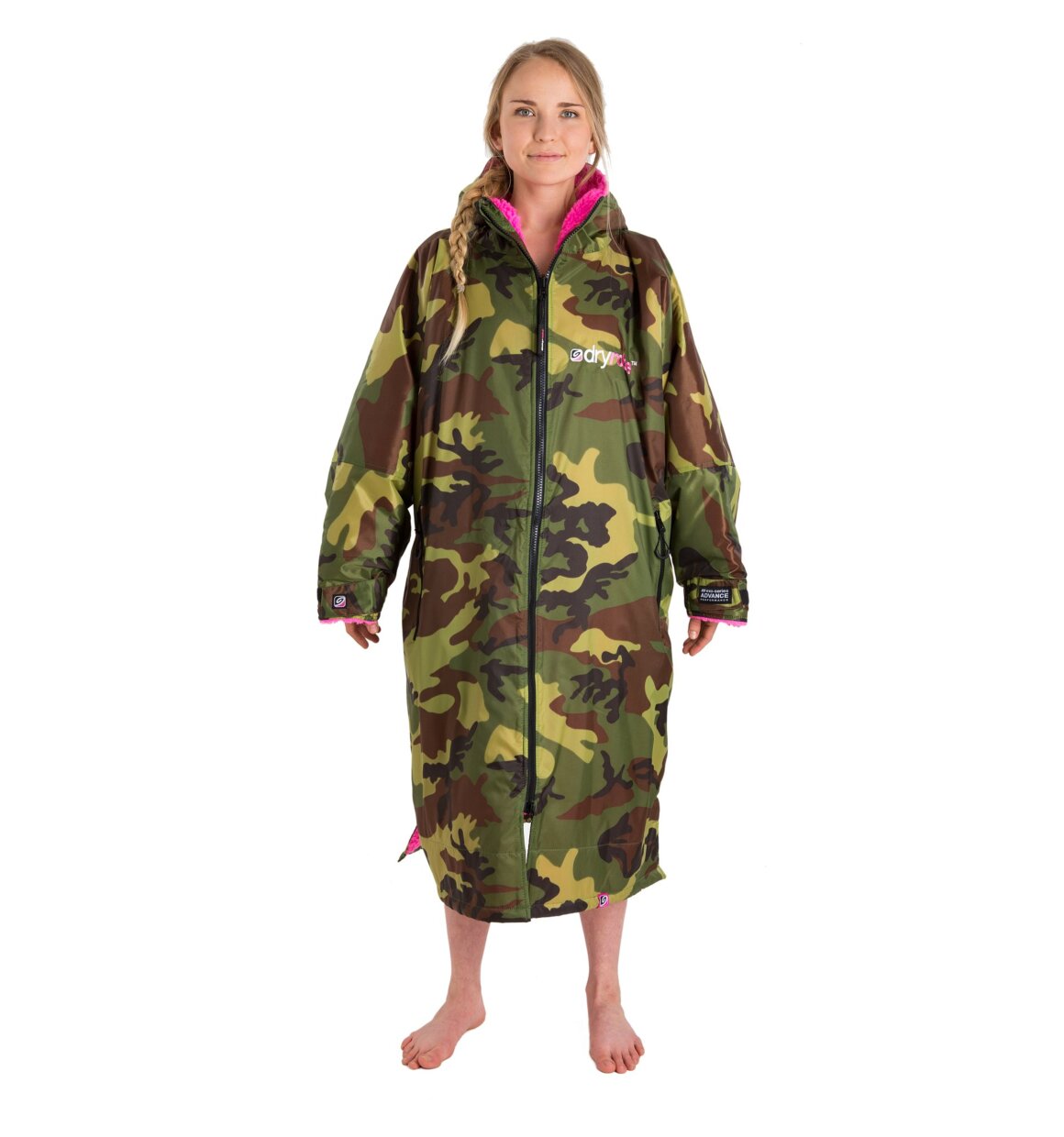 Dryrobe advance långärmad poncho | vuxna | camo/rosa