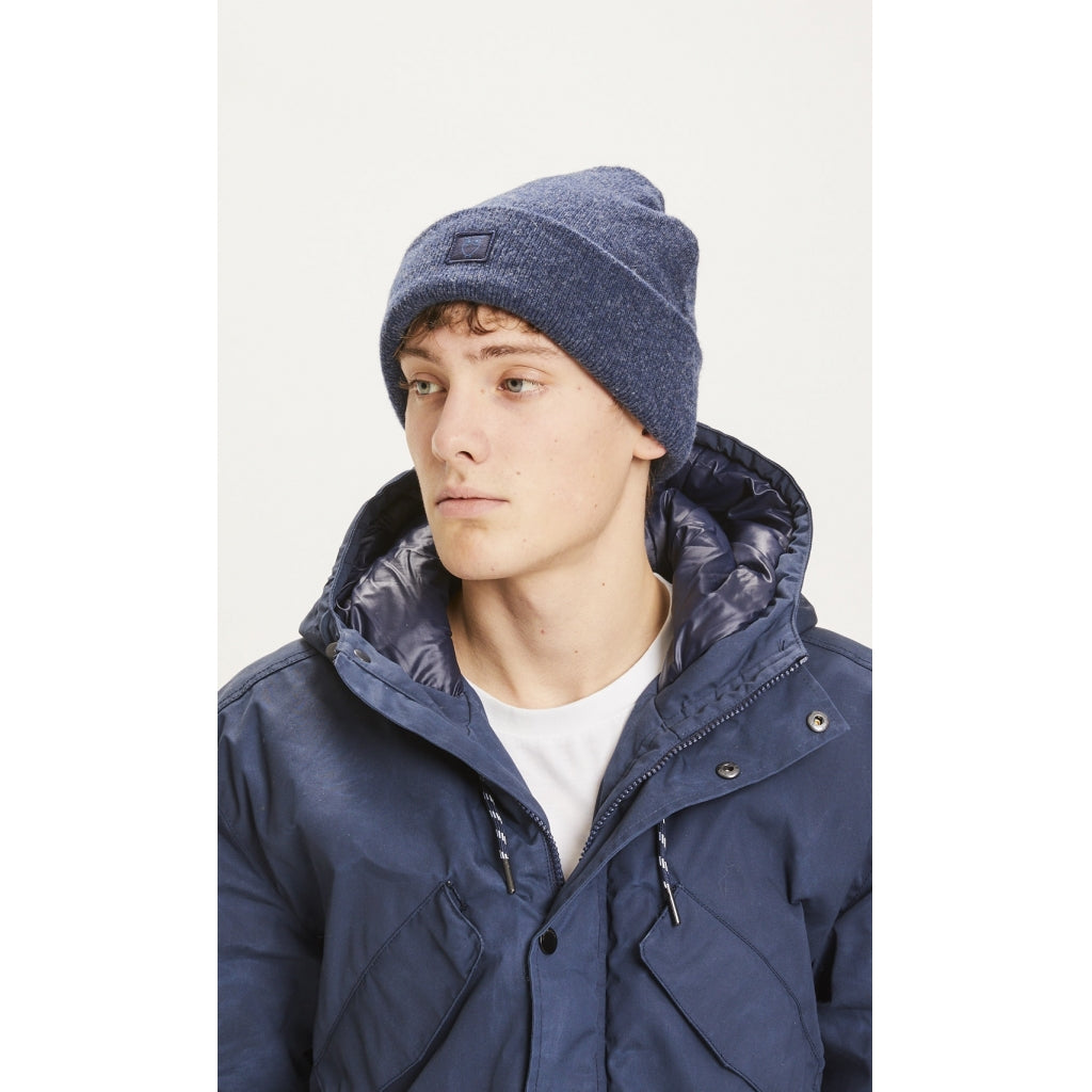 KnowledgeCotton Apparel LEAF organic wool beanie Dark Denim