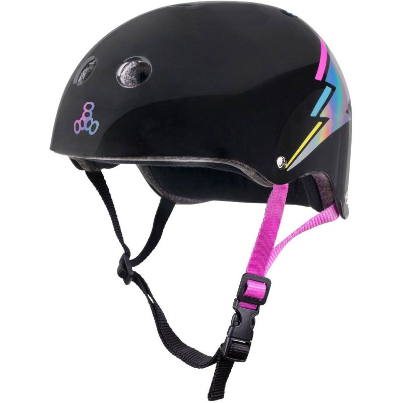 Triple Eight-certifierad Sweatsaver Skater-hjälm (svart hologram)